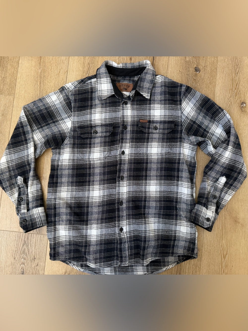 Orvis Black and White Plaid Shirt Jacket